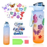 Abaima 32 Oz Decorate Your Own Water Bottle Kits for Girls,Butterfly Gem Diamond Decorating Water Jug, Fun Arts and Crafts Gifts Toys for Girls Birthday,Party,Daily