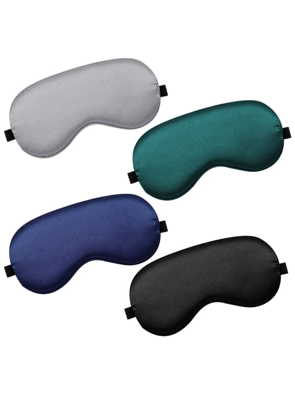 4 Pack Silk Sleep Eye Mask, Adjustable Blackout Blindfold with Zero Pressure, Soft Comfortable Night Eye Cover for Women Men