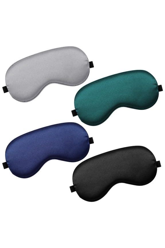 4 Pack Silk Sleep Eye Mask, Adjustable Blackout Blindfold with Zero Pressure, Soft Comfortable Night Eye Cover for Women Men