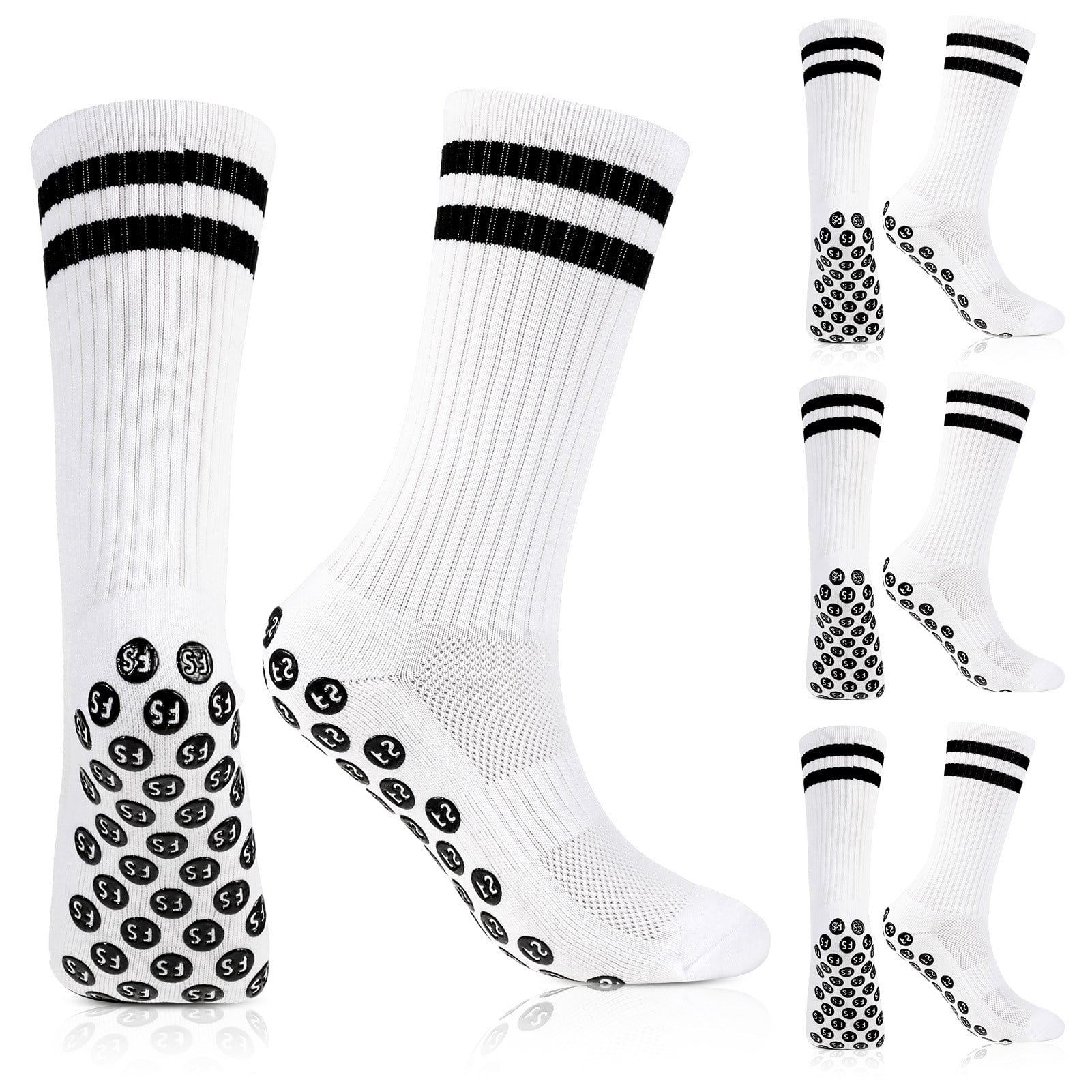 2 Pairs Grip Socks Football Non-slip Sports Football Socks Men Women 39-42  43-46 Grip Socks With Rubber Dots, White