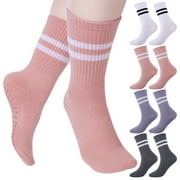 Abaima 4 Pairs Non Slip Yoga Socks with Grips, Pilates with Gripper Socks for Women, Athletic Socks for Barefoot Workout Hospital Barre, Size 5-10