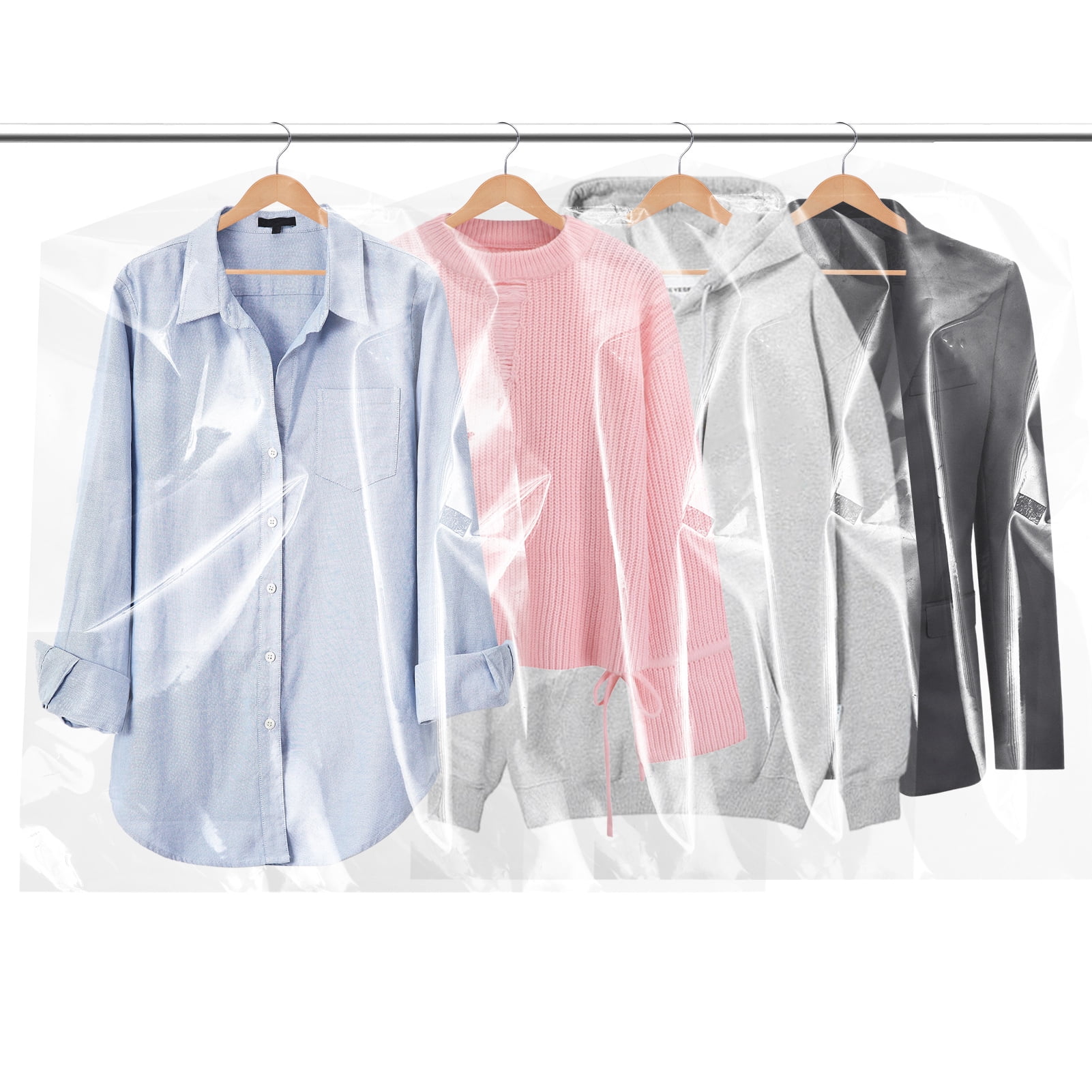 Abaima 50 Pack 35.5 inch Clear Plastic Garment Bags for Hanging Clothes