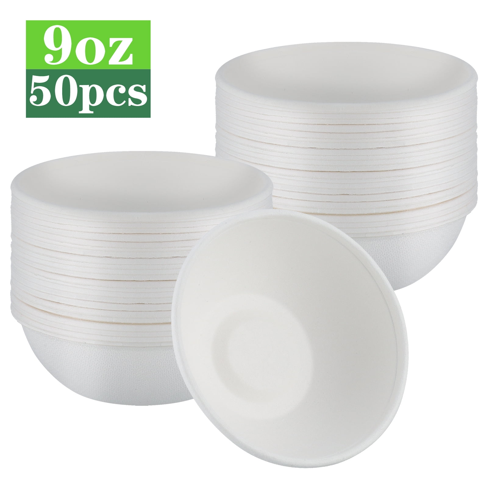 Abaima 50 Pack 9 Oz Paper Bowls, Disposable Compostable Bowls Bulk, Eco