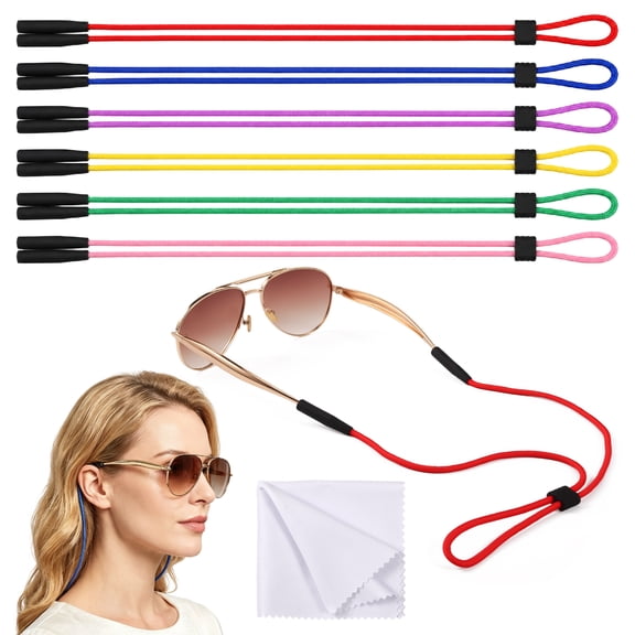 Abaima 6 Pcs Adjustable Eyewear String Lanyard Retainer, Around Neck Sunglasses Strap Cord for Men Women, Glasses Lanyard Holder Chain for Retainer Sports Reading Safety Eyewear