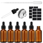 Abaima 6 Pack 30ml Small Empty Glass Dropper Bottles with Pipette, Reusable Leak-Proof Essential Oil Bottles for Aromatherapy, Perfume, Massage Oils, Fragrances, DIY Liquids, Laboratory Use