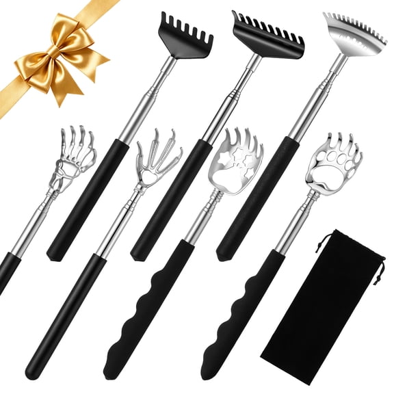 Abaima 7 Pack Back Scratcher, Stainless Steel Telescopic Extendable Design for Adults, Bear Claw for Scratching, Instant Relief from Itching for Christmas Valentines Birthdays