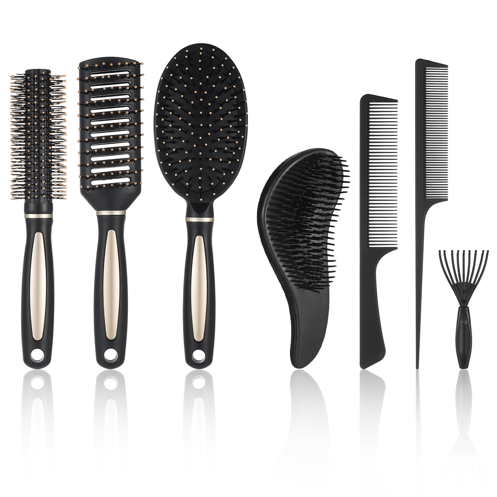 Abaima 7 Pcs Hair Brush and Comb Set Round Brush Paddle Brush Detangle