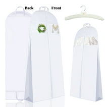 Abaima 70" Wedding Dress Garment Bag with Hanger, Foldable Gown Garment Covers 8" Gusset, Breathable Long Garment Bag for Storage, Travel