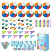 Abaima 72 Pcs Pool Party Favors and Beach Party Favors, 12 Sets Party Bag Stuffers for Kids Includ Beach Balls, Sunglasses Bulk, Bubble Wands, and More for Beach Party Favors, Pool Party Supplies