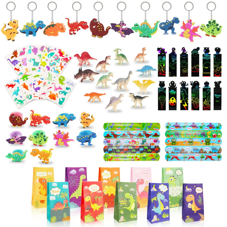 Abaima 74 Pcs Dinosaur Party Favors for Kids, Funny Birthday Party Supplies  with Dino Gift Bags, Stickers, Pinata Fillers, Assorted Toys Gifts for Kid