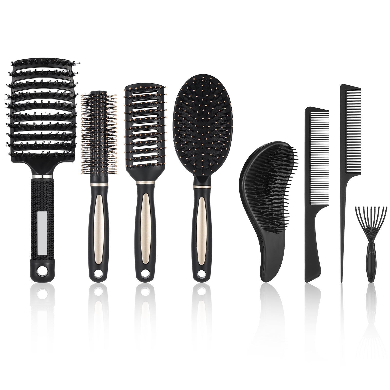 Abaima 8in1 Hair Brush & Comb Set for Men/Women, Includes Paddle
