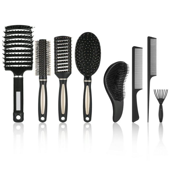 Abaima 8in1 Hair Brush & Comb Set for Men/Women, Includes Paddle