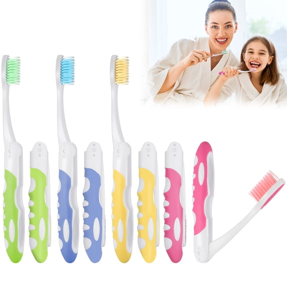 Abaima 8-Piece Portable Folding Toothbrush, Built-in Protective Cover, Soft Bristles for Travel and Daily Use