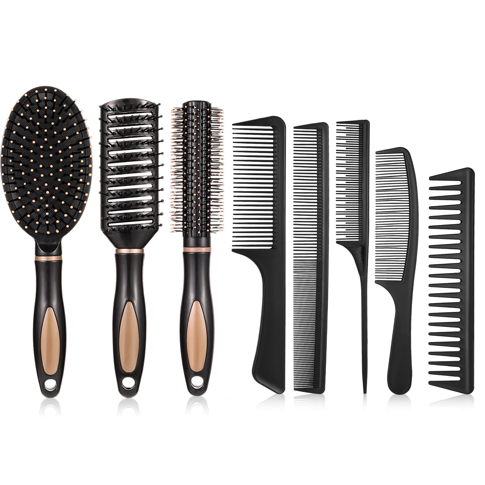 Abaima 8 Pieces Detangling Styling Comb Set, Anti Static Massage Oval Comb, Rat Tail Comb, Wide Tooth Detangling Comb for Women Men Straight, Curly All Hair Types