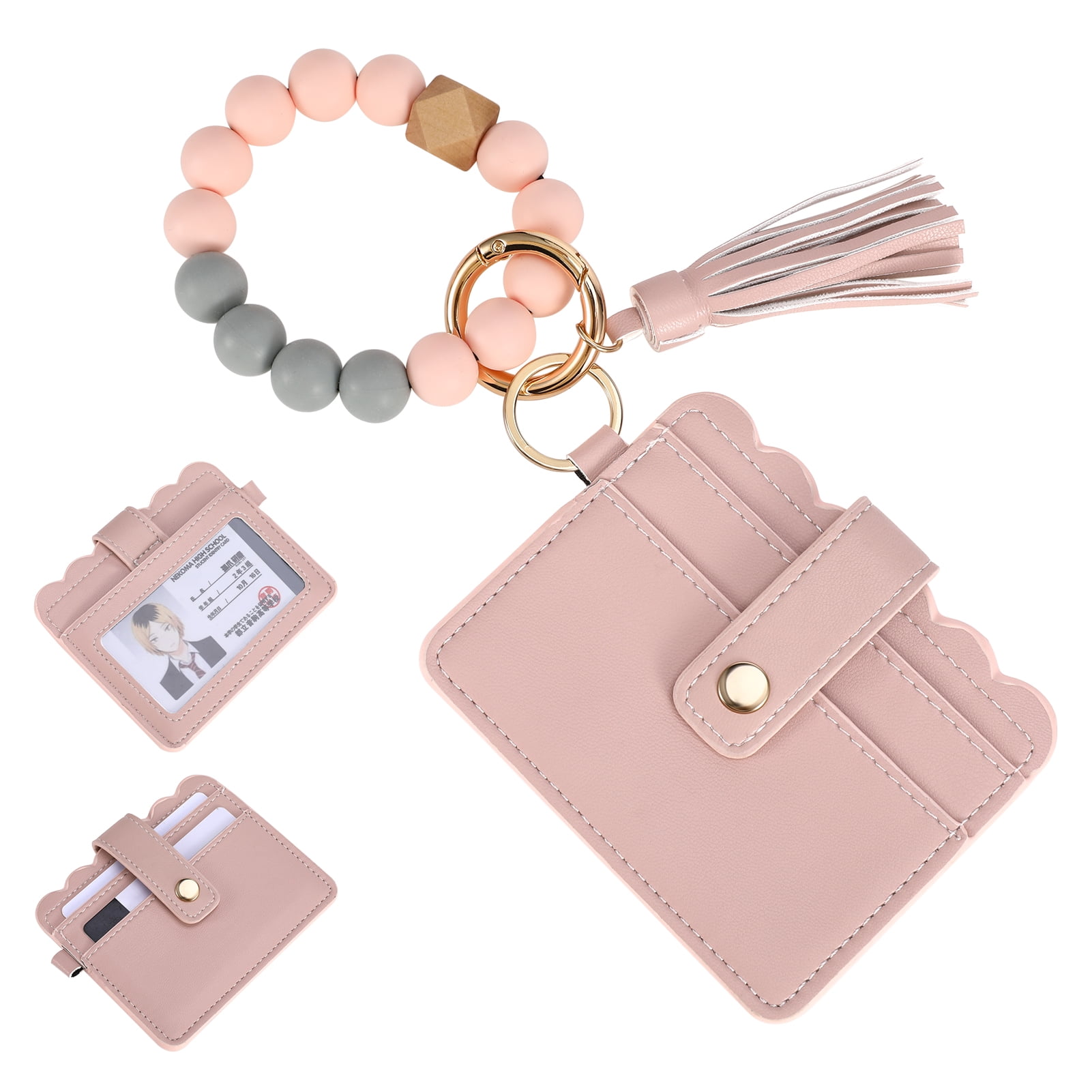 Abaima Wristlet Keychain Wallet for Women Slim Rfid Blocking Credit Card Holder Wristlet Zip Id