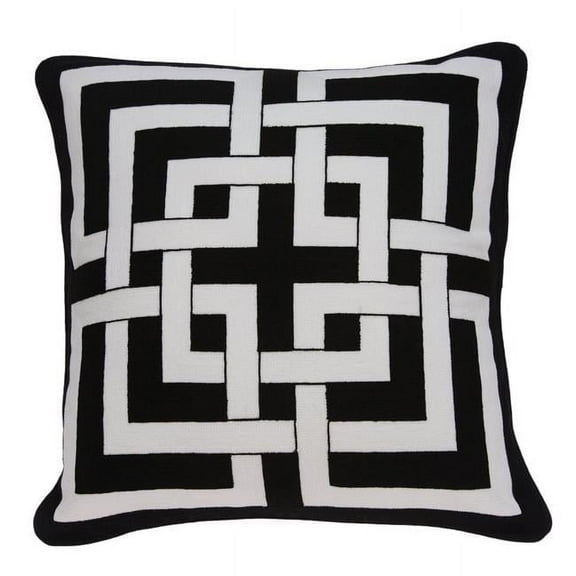 Abali Black & White Square Transitional Pillow Cover with Poly Insert - 20 x 20 x 7 in.