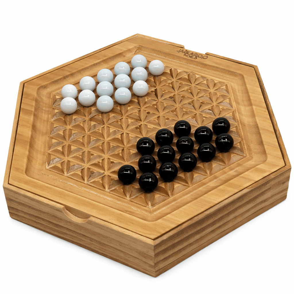 Abalone Board Game, Marble Strategy Game, Solid Wooden Game with 28 Marbles, 2 Player Games, Abalone Game, Marble Chess Game, Intellectual Chess Board Game, Strategy Games for Adults