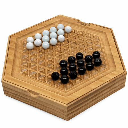Abalone Board Game, Marble Strategy Game, Solid Wooden Game with 28 Marbles, 2 Player Games, Abalone Game, Marble Chess Game, Intellectual Chess Board Game, Strategy Games for Adults
