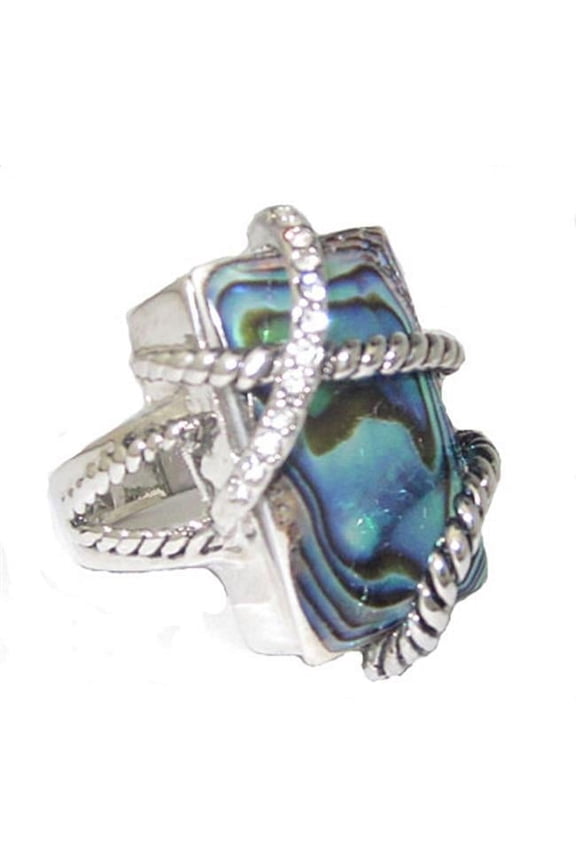 Abalone & Crystal Cable Ring