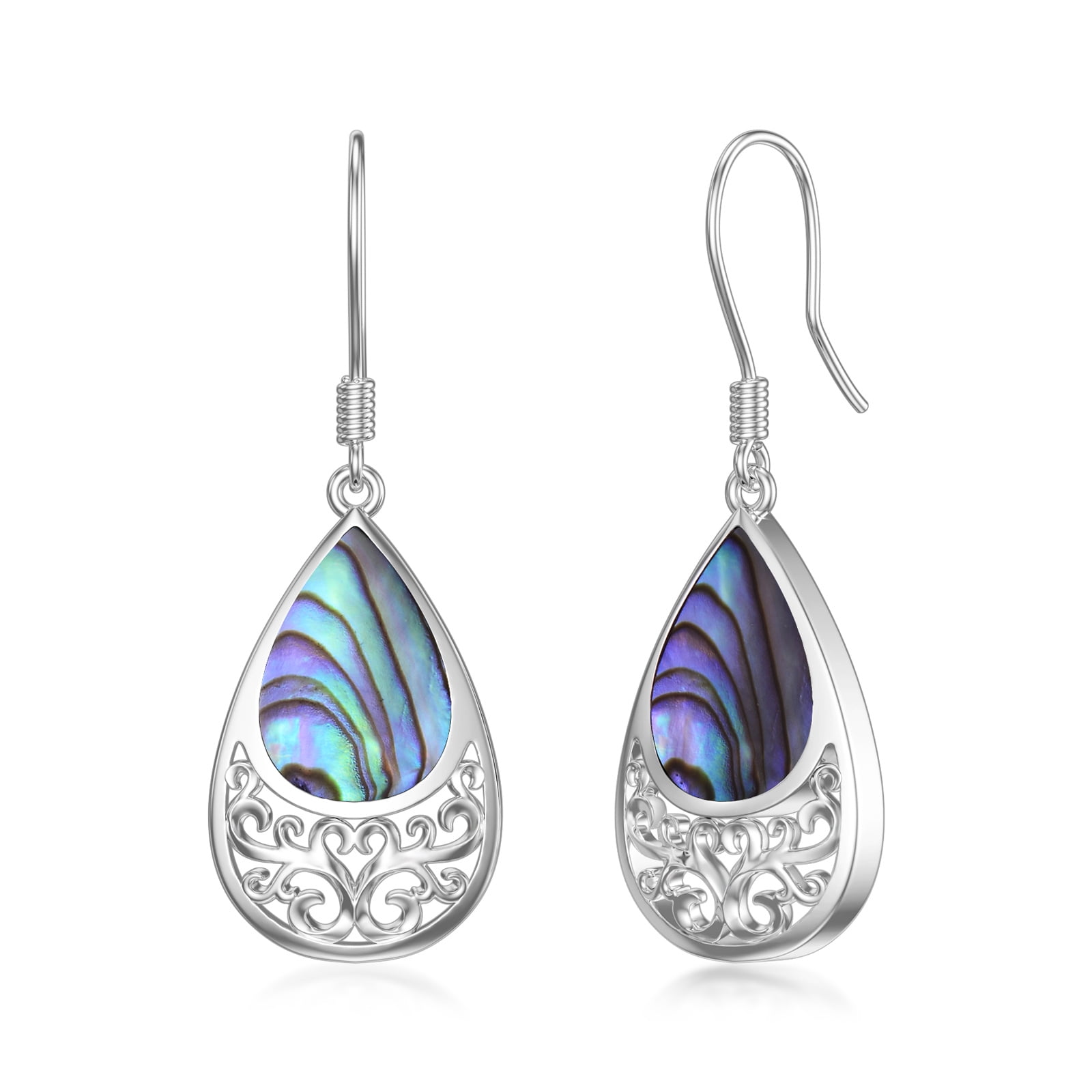 Abalone Earrings Sterling Silver Teardrop Filigree Drop Earrings ...