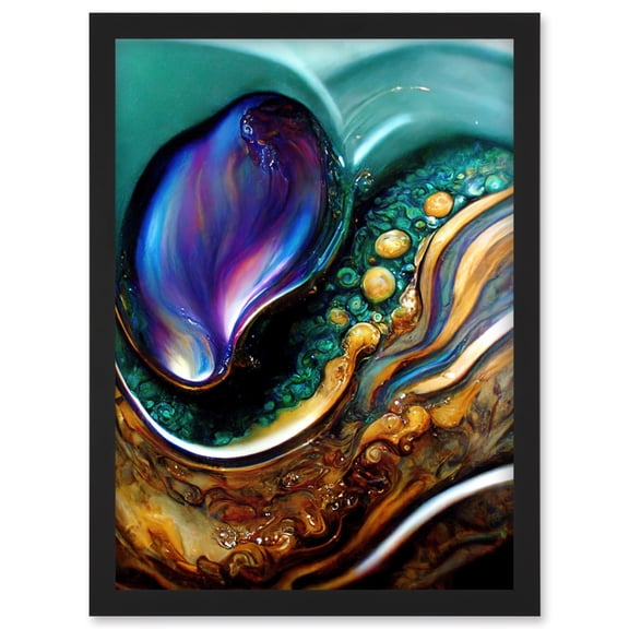 Abalone Macro Fluid Water Abstract Oil Artwork Framed Wall Art Print A4