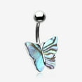 thumbnail image 1 of Abalone Natural Shell Butterfly Belly Button Ring, 1 of 4