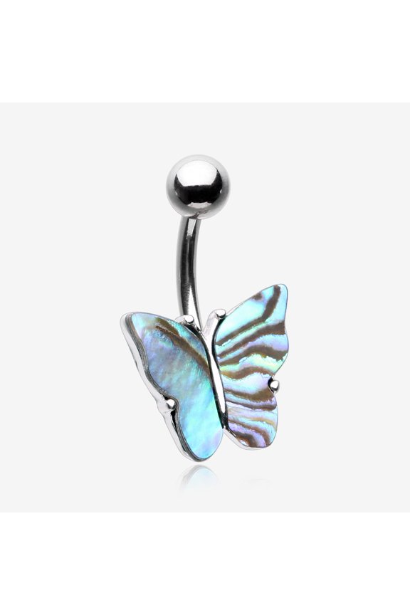 Abalone Natural Shell Butterfly Belly Button Ring