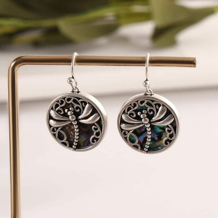 Brass Dragonfly with Round Drop Earrings Brass Dragonfly with Round Drop Earrings