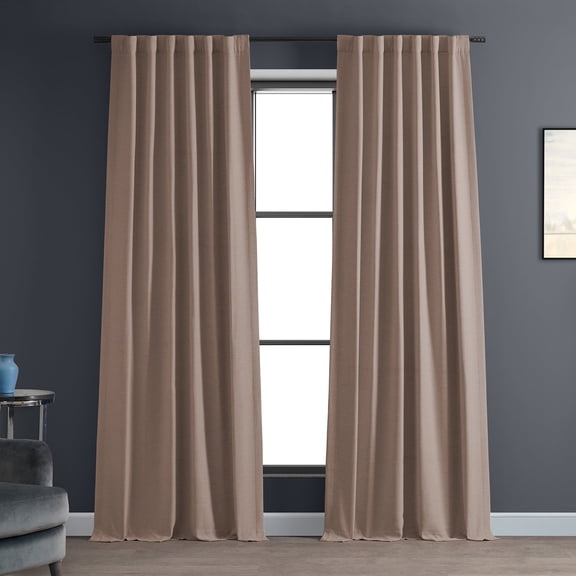 Half Price Drapes Abalone Pink Bellino Textured Faux Linen Room Darkening Curtains For Bedroom (1 Panel), 50W X 108L