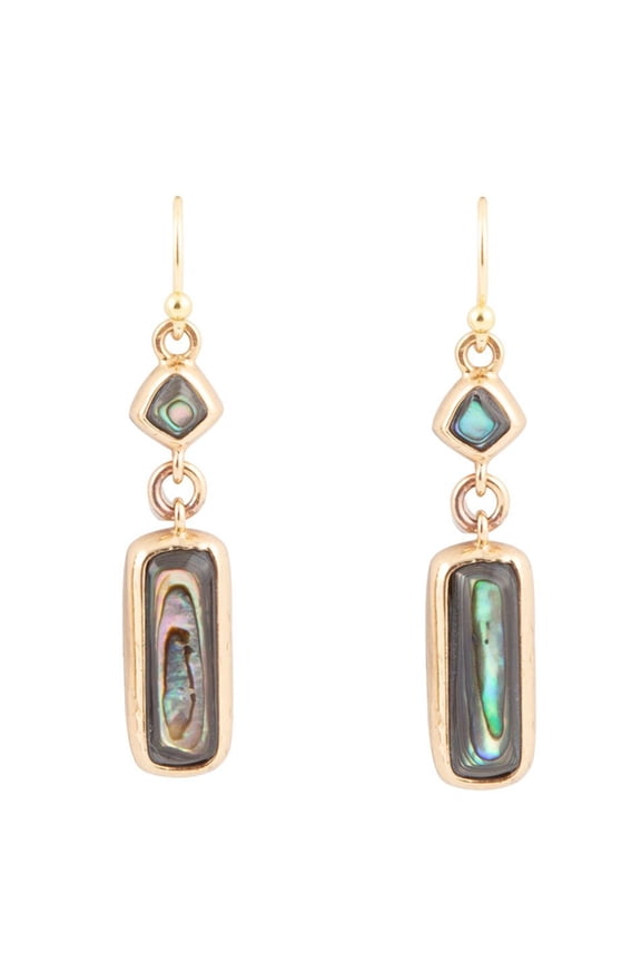 Geo Blue Abalone Golden Drop Earrings