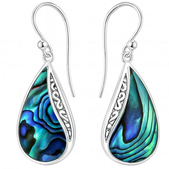 Boho Earrings in 925 Sterling Silver - Unique Abalone Jewelry for Women - Costume Vintage Birthday Gifts Birthday Christmas Gifts