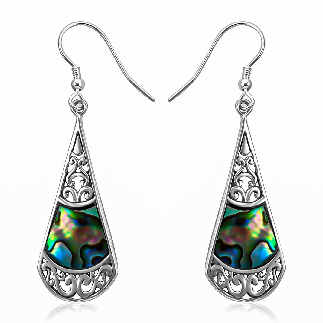 Womens Earrings Dangle - 925 Sterling Silver Earrings for Women - Beach Boho Abalone Shell Jewelry Anniversary Birthday Christmas Gifts