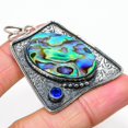 thumbnail image 1 of Abalone Shell, Blue Topaz Gemstone 925 Sterling Silver Jewelry Pendant 2.17", 1 of 1