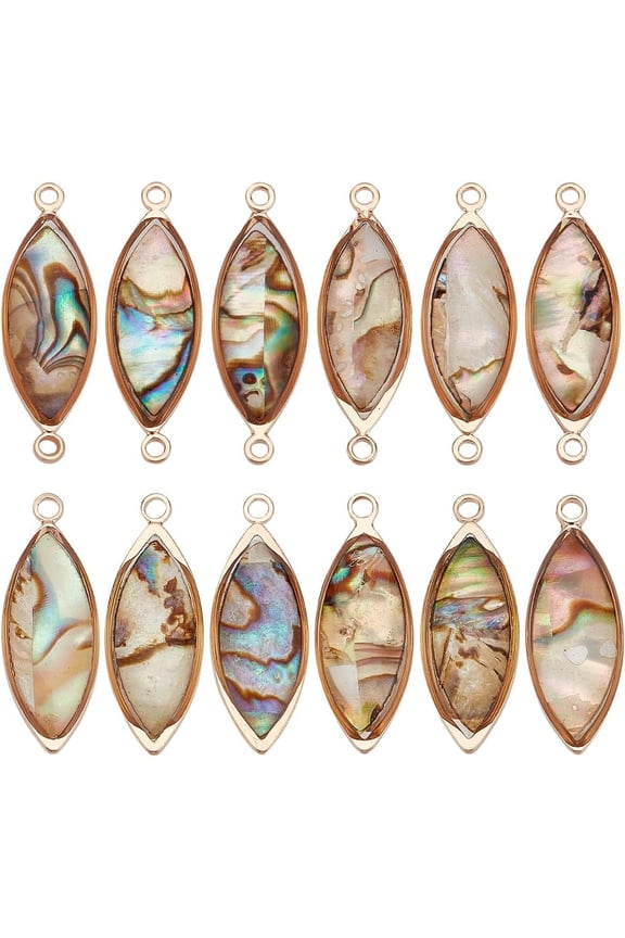 Abalone Shell Charms Paua Shell Pendant Shell Charms for Jewelry Making for DIY Light Gold