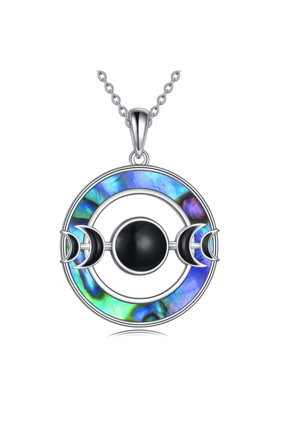Abalone Shell Crescent Moon Pendant Necklace Sterling Silver Moon Wicca Jewelry Gifts For Women