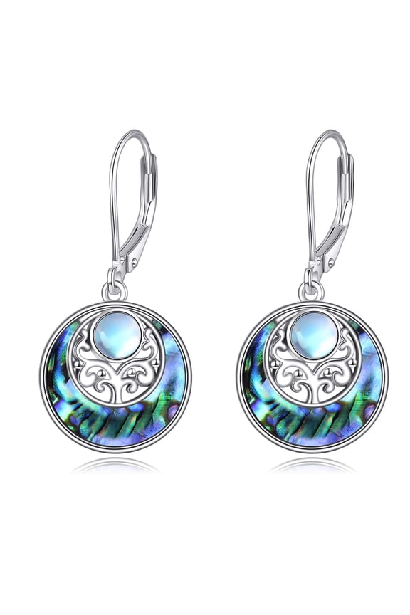 Abalone Shell Dangle Drop Earrings for Women 925 Sterling Silver Abalone Shell Moonstone Earrings Jewelry Gift