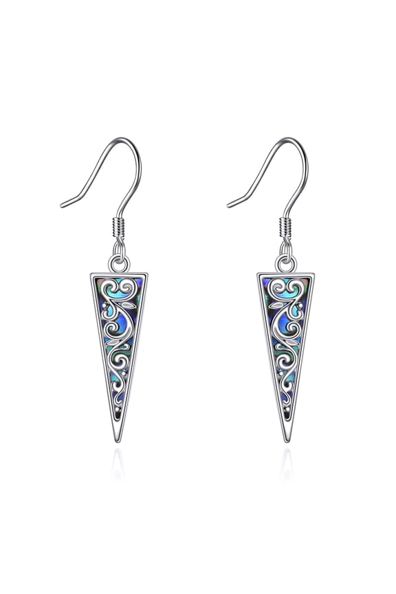 Abalone Shell Dangle Drop Earrings for Women 925 Sterling Silver Abalone Shell Triangle Earrings Jewelry Gift