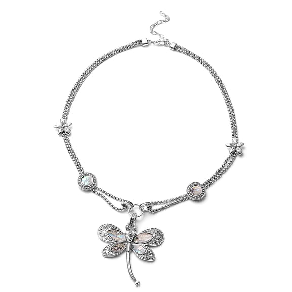 Abalone Shell Dragonfly Crystal Necklace for Women Jewelry for Women White Beach Aesthetic 22" Costume Jewelry Christmas  Birthday Gifts