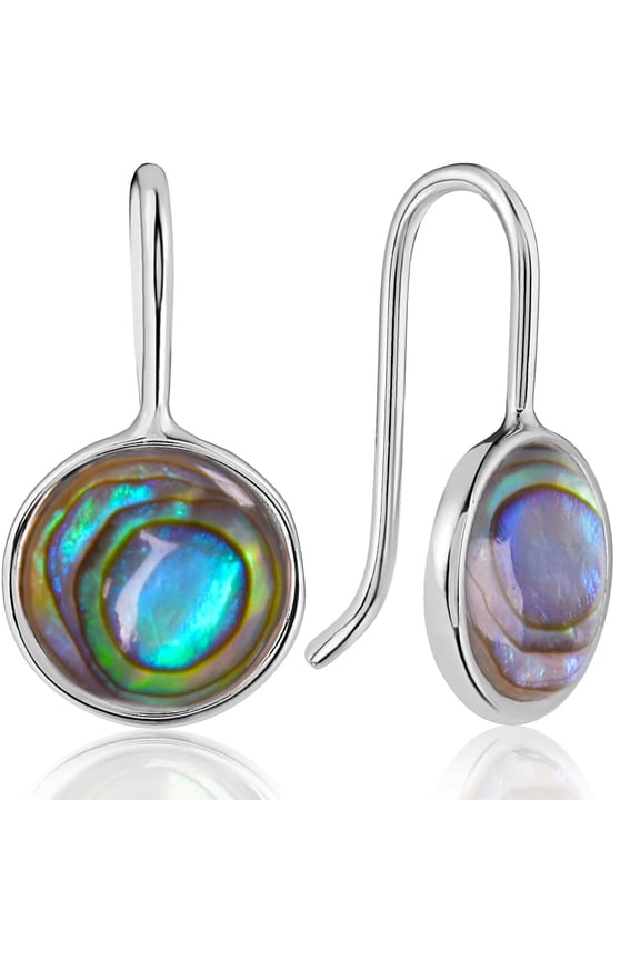 Abalone Shell Earrings for Women - Dainty 925 Sterling Silver Plated Dangle Earrings