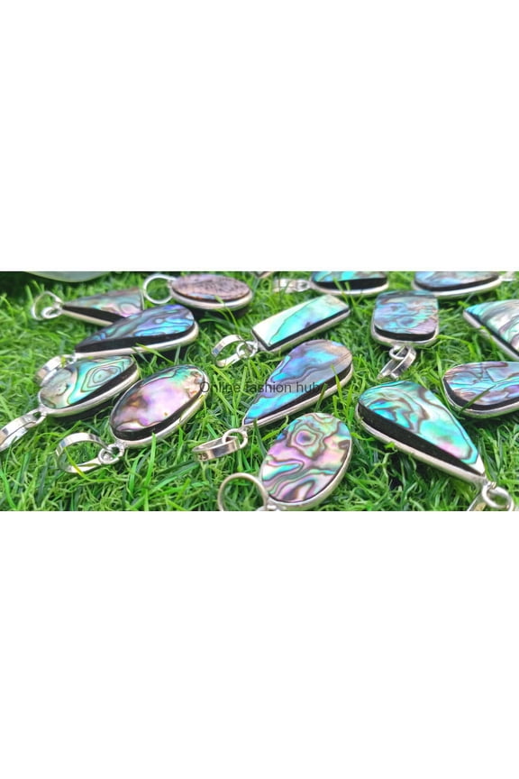 Abalone Shell Gemstone 925 Sterling Silver Plated Handmade Pendant 10 pcs