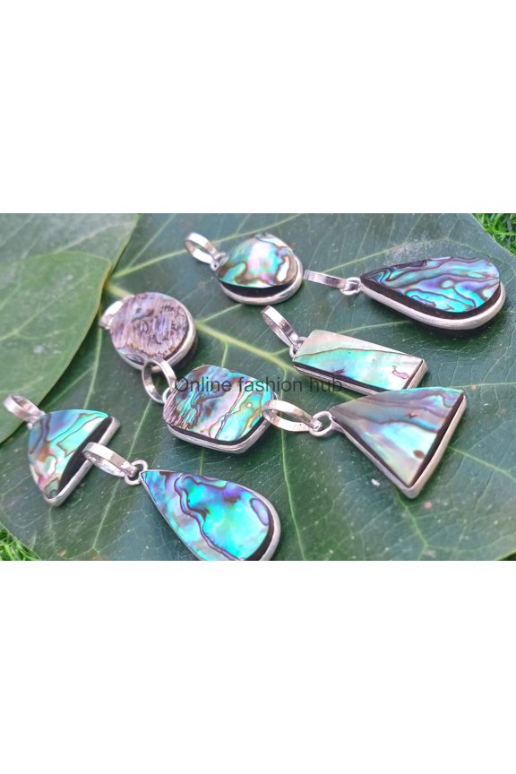 Abalone Shell Gemstone 925 Sterling Silver Plated Handmade Pendant 5 pcs