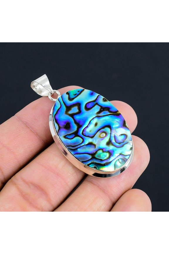 Abalone Shell Gemstone Handmade 925 Sterling Silver Jewelry Pendant