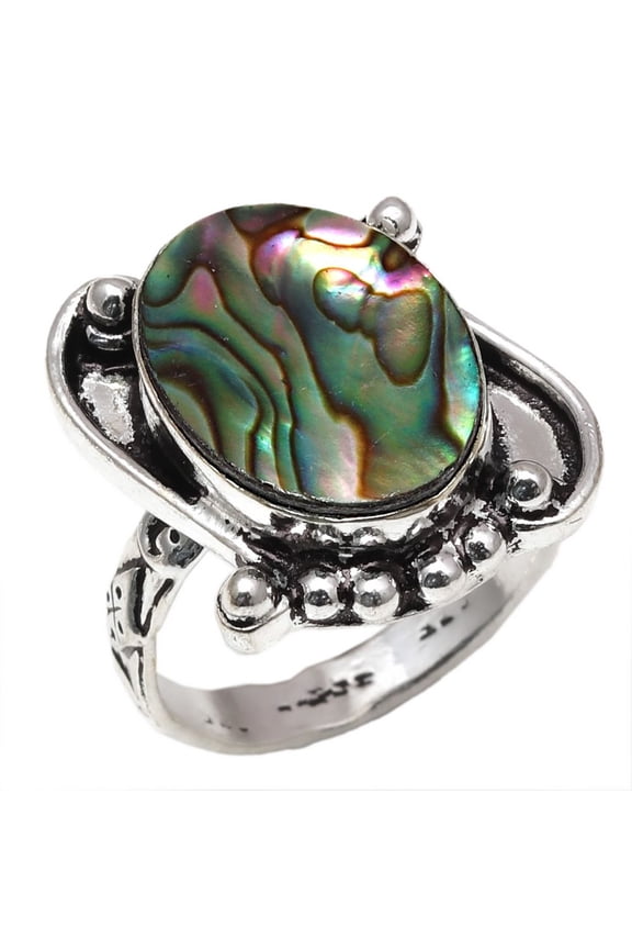 Abalone Shell Gemstone Handmade Mother's Day Jewelry Rings "7"