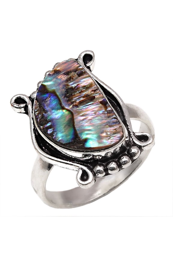 Abalone Shell Gemstone Handmade Mother's Day Jewelry Rings "8.5"