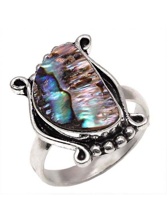 Abalone Shell Gemstone Handmade Mother's Day Jewelry Rings "8.5"