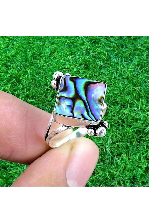 Abalone Shell Gemstone Handmade Ring 925 Sterling Silver Ring Women's Ring