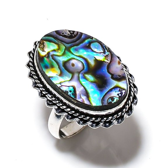 Abalone Shell Handmade 925 Sterling Silver Gift Jewelry Ring Size 8