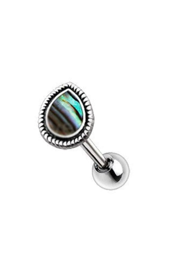 Abalone Shell Inlay Teardrop Cartilage Earring