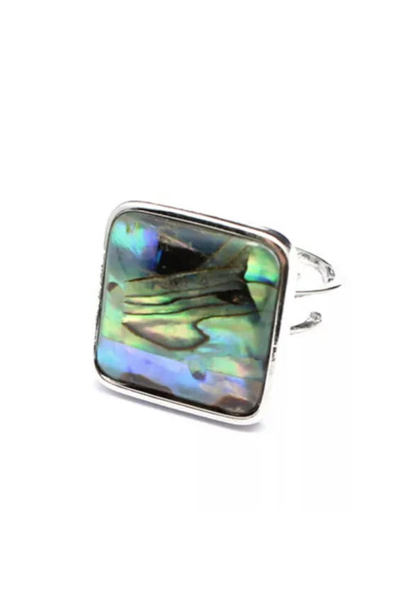Abalone Shell Love Heart Ring Opening Ring Crystal Stone Quartz Round Oval Reiki