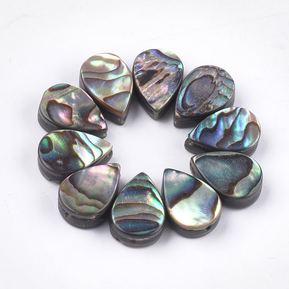 Abalone Shell/Paua Shell Beads teardrop Green 12x8x3.5~4mm Hole: 1mm diy